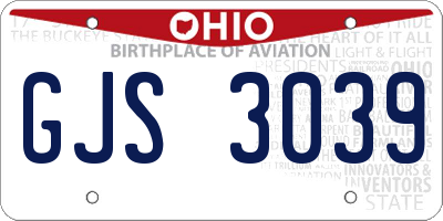 OH license plate GJS3039