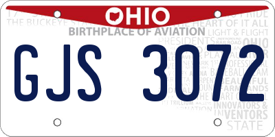 OH license plate GJS3072