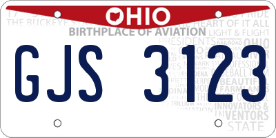 OH license plate GJS3123