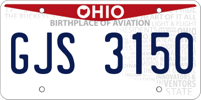 OH license plate GJS3150