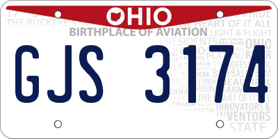 OH license plate GJS3174