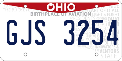 OH license plate GJS3254