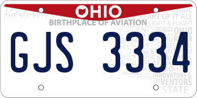 OH license plate GJS3334