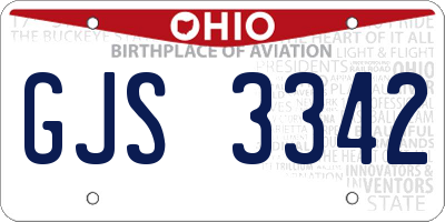 OH license plate GJS3342