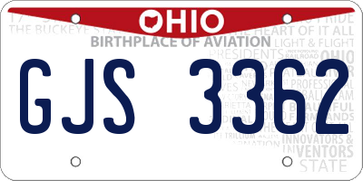 OH license plate GJS3362