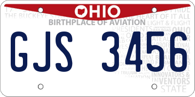 OH license plate GJS3456