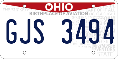 OH license plate GJS3494