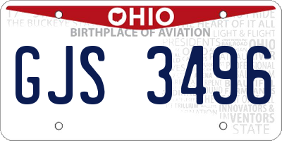 OH license plate GJS3496