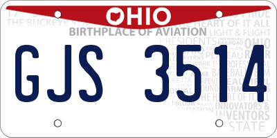OH license plate GJS3514