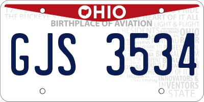 OH license plate GJS3534
