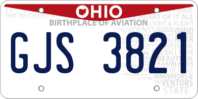 OH license plate GJS3821