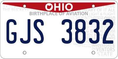 OH license plate GJS3832
