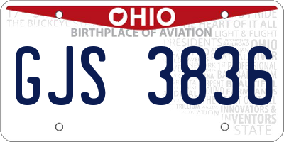 OH license plate GJS3836
