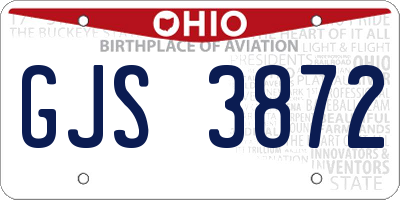 OH license plate GJS3872