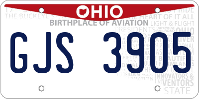 OH license plate GJS3905