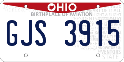 OH license plate GJS3915