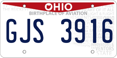 OH license plate GJS3916