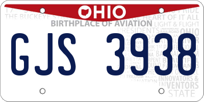 OH license plate GJS3938