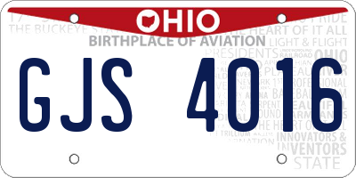 OH license plate GJS4016