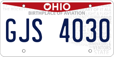 OH license plate GJS4030