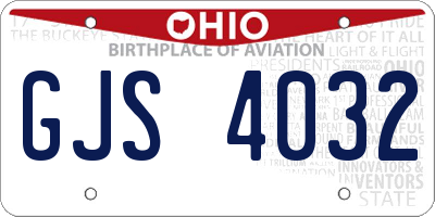 OH license plate GJS4032