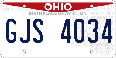 OH license plate GJS4034