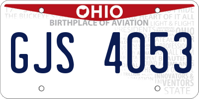 OH license plate GJS4053