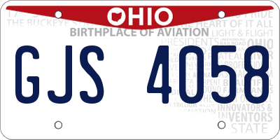 OH license plate GJS4058