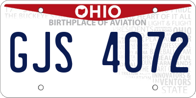 OH license plate GJS4072