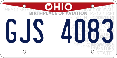 OH license plate GJS4083