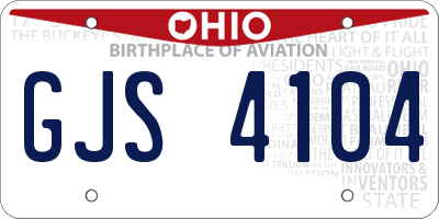 OH license plate GJS4104