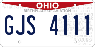 OH license plate GJS4111
