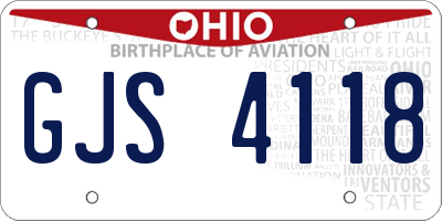 OH license plate GJS4118