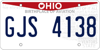 OH license plate GJS4138