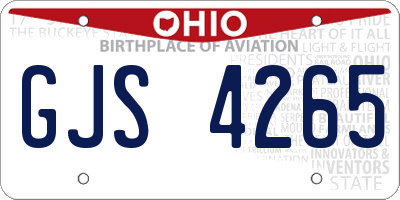 OH license plate GJS4265