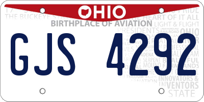 OH license plate GJS4292