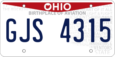 OH license plate GJS4315