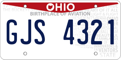 OH license plate GJS4321