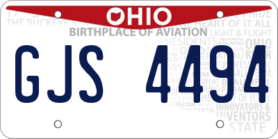 OH license plate GJS4494