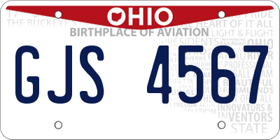 OH license plate GJS4567
