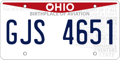 OH license plate GJS4651