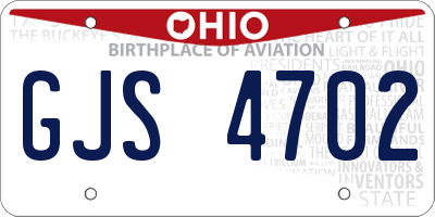 OH license plate GJS4702