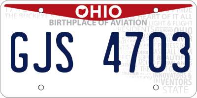 OH license plate GJS4703