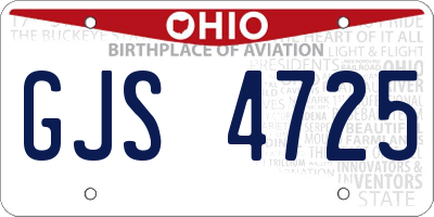 OH license plate GJS4725