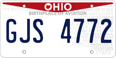 OH license plate GJS4772