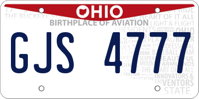 OH license plate GJS4777