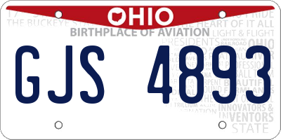 OH license plate GJS4893
