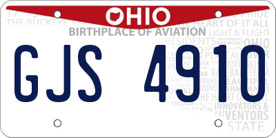 OH license plate GJS4910