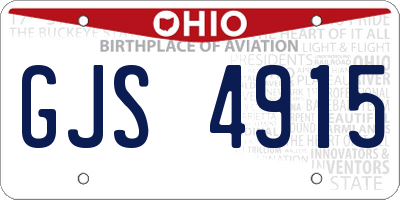 OH license plate GJS4915