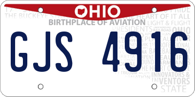 OH license plate GJS4916